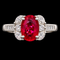 1.52ct. Burmese Ruby & .52ct. T.W. Diamond Estate Engagement - Fashion Ring Platinum - GIA -J44128