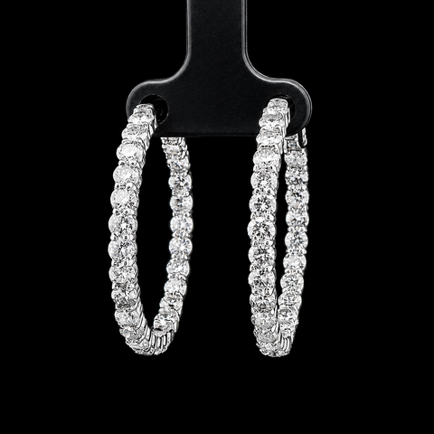 6.00ct. T.W. Inside-Outside Diamond Hoop Estate Earrings White Gold - J43253