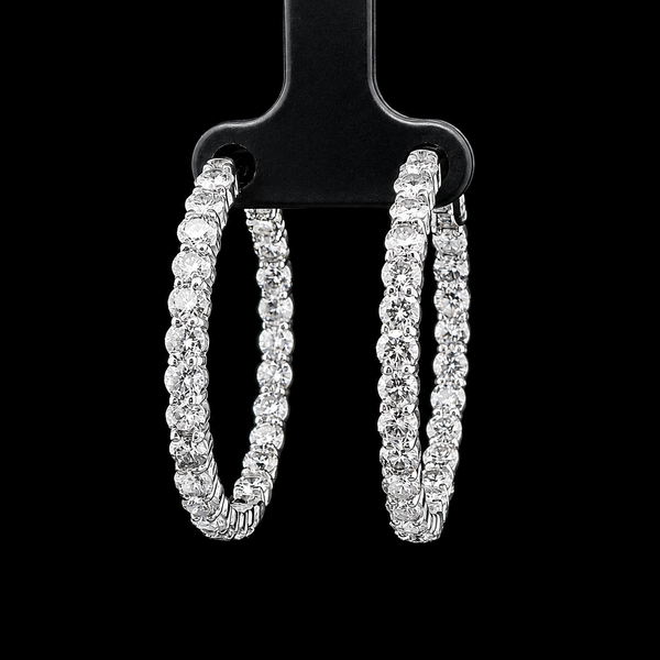 6.00ct. T.W. Inside-Outside Diamond Hoop Estate Earrings White Gold - J43253