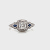 Art Deco, Antique, Vintage, Engagement Ring, Wedding Ring, Diamond, Sapphire, 18K White Gold