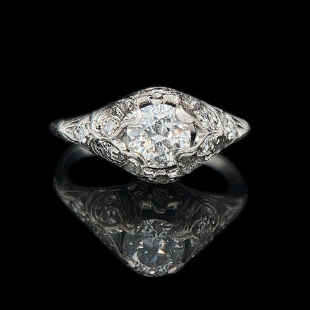 Art Deco .63ct. Diamond & Platinum Antique Engagement - Fashion Ring  - J34912