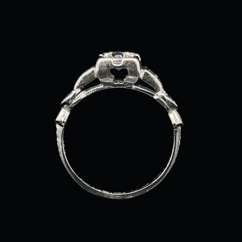 Antique Engagement Ring .45ct. Diamond & 18K White Gold Art Deco - J35423