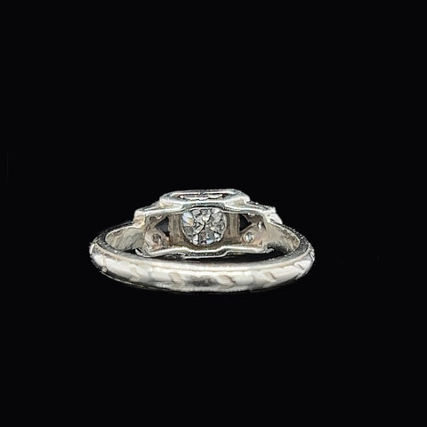Art Deco .45ct. Diamond & 18K White Gold Antique Engagement - Fashion Ring - J35578