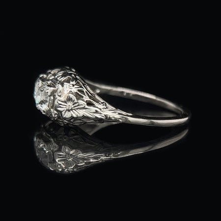 Art Deco .60ct. Diamond & 18K White Gold Antique Engagement - Fashion Ring - J35584