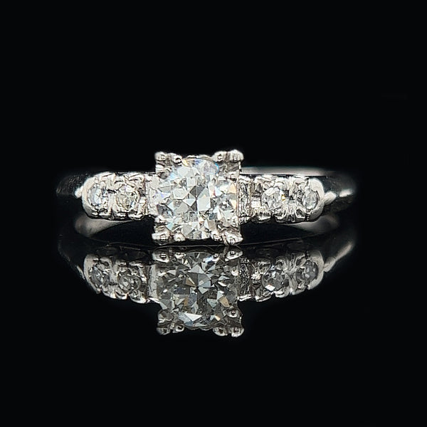 Art Deco .51ct. Diamond & Platinum Antique Engagement Ring - J35590