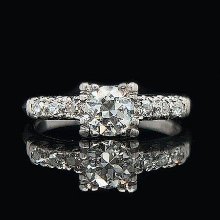 Art Deco .60ct. Diamond & Platinum Antique Engagement Ring - J35595
