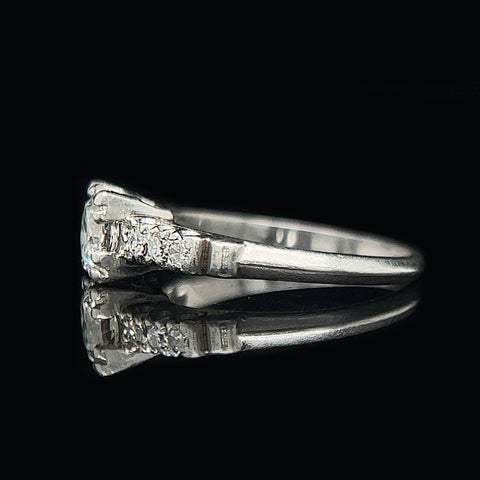 Art Deco .60ct. Diamond & Platinum Antique Engagement Ring - J35595