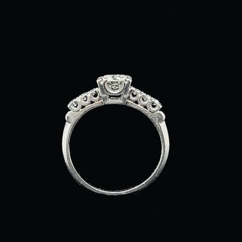 Art Deco .60ct. Diamond & Platinum Antique Engagement Ring - J35595