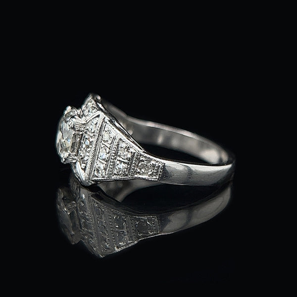 Art Deco .97ct. Diamond & Platinum Antique Engagement - Fashion Ring - J35760