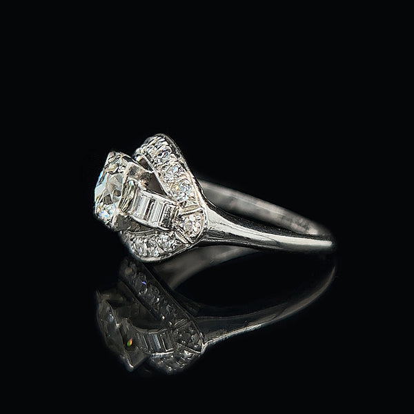 Art Deco 1.00ct. Diamond & Platinum Antique Engagement - Fashion Ring - J35805