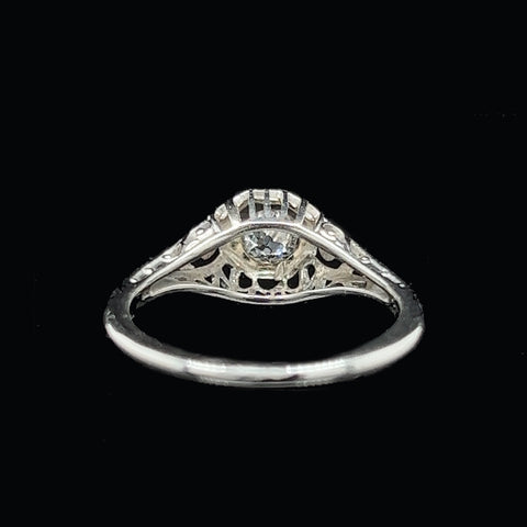 Art Deco .25ct. Diamond & 18K White Gold Antique Engagement - Fashion Ring - J36429