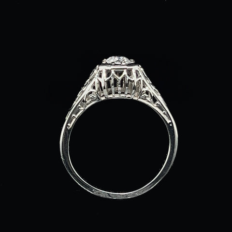 Art Deco .25ct. Diamond & 18K White Gold Antique Engagement - Fashion Ring - J36429