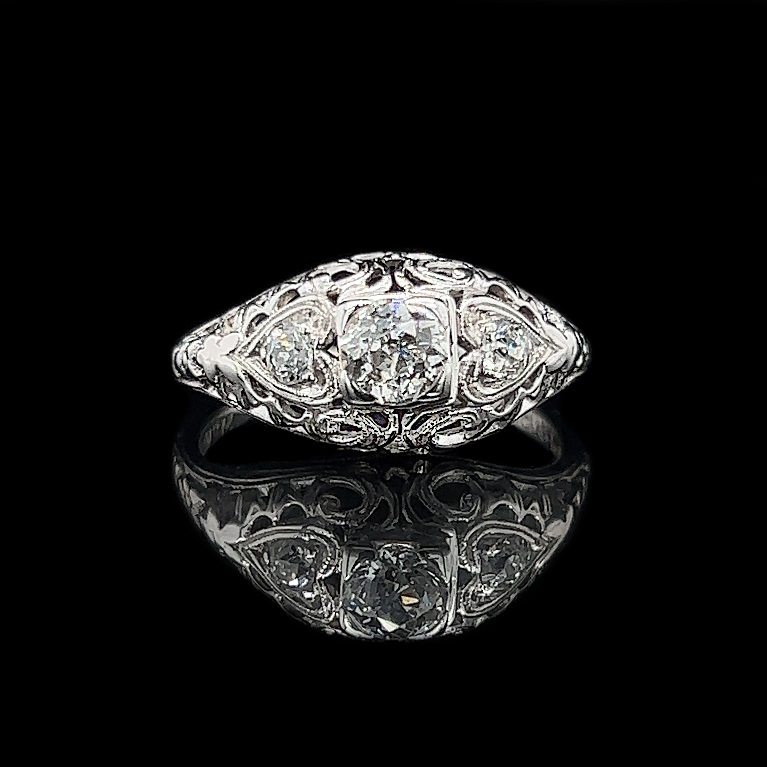 Art Deco Antique Engagement - Fashion Ring .35ct. Diamond 18K