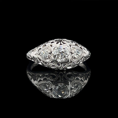 Art Deco, Antique, Vintage, Engagement Ring, Wedding Ring, Traub Orange Blossom, Diamond, 18K White Gold
