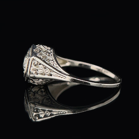 Edwardian .35ct. Diamond Antique Engagement - Fashion Ring 18K White Gold - J36930