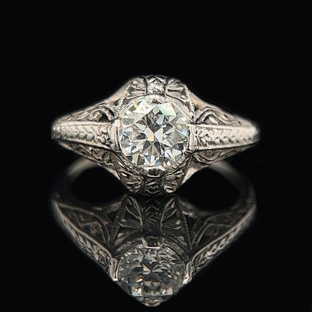 Edwardian, Antique, Vintage, Engagement Ring, Platinum, Diamond