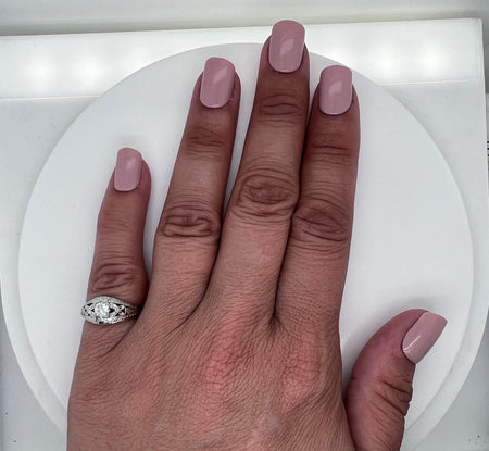 Edwardian .25ct. Diamond Antique Engagement Ring 18K White Gold - J37309