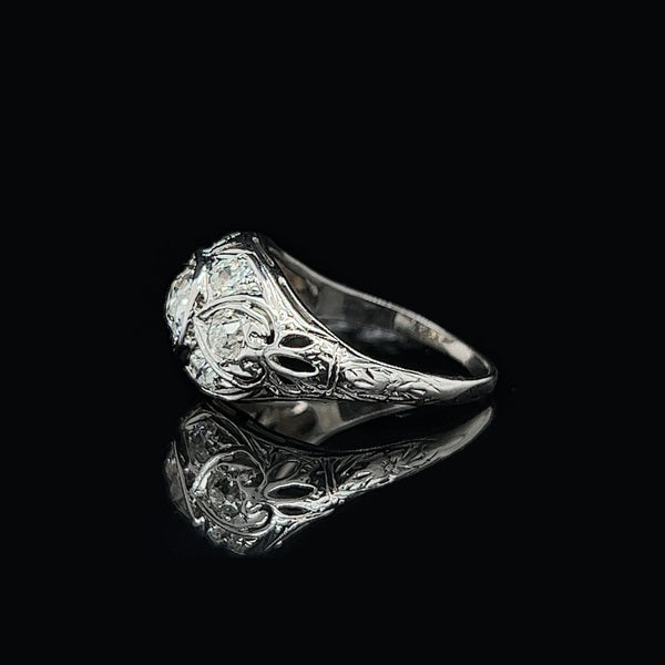 Art Deco .65ct. Diamond Antique Engagement - Fashion Ring 18K White Gold - J37470