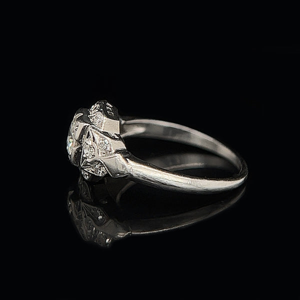 Art Deco .33ct. Diamond Antique Engagement Ring Platinum - J37539