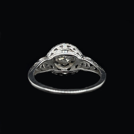 Edwardian .41ct. Diamond Antique Engagement Ring 18K White Gold - J37601