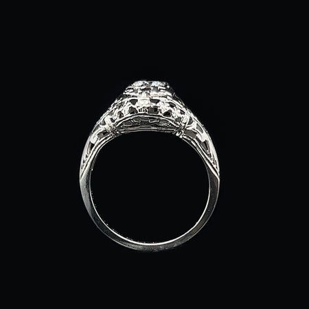 Edwardian .41ct. Diamond Antique Engagement Ring 18K White Gold - J37601