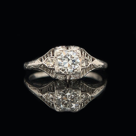 Art Deco .55ct. Diamond Antique Engagement - Fashion Ring Platinum - J37720