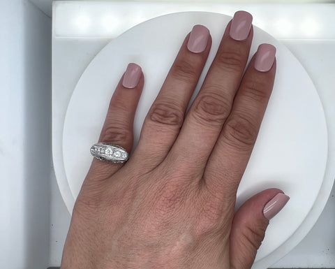 Edwardian .65ct. T.W. Diamond Antique Engagement - Fashion Ring 18K White Gold - J38028