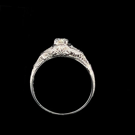 Edwardian .33ct. Diamond Antique Engagement - Fashion Ring - 18K White Gold - J39261