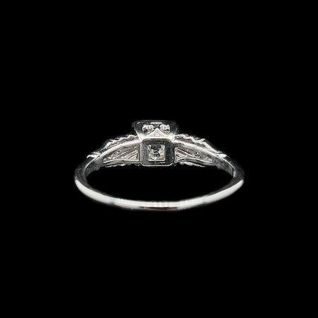 Art Deco, Antique, Vintage, Engagement Ring, Wedding Ring, Diamond, 18K White Gold 
