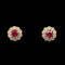 Estate, Earrings, Earring Studs, Ruby, Diamond, 14K Yellow Gold