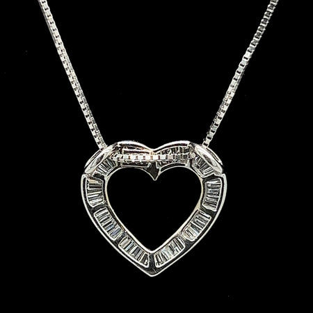 1.00ct. T.W. Diamond Heart Estate Necklace White Gold - J40089
