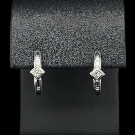 .12ct. T.W. Diamond Huggies Estate Earrings White Gold - J40091