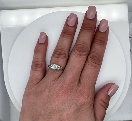 Art Deco, Antique, Vintage, Engagement Ring, Wedding Ring, Diamond, 18K White Gold, Jabel