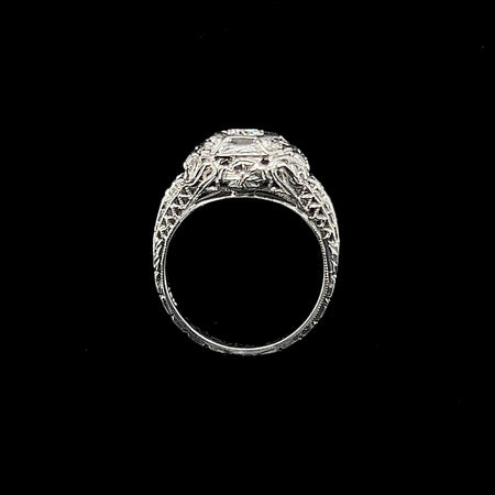 Edwardian .16ct. Diamond Antique Engagement - Fashion Ring 18K White Gold - J40116