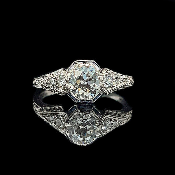 Art Deco, Antique, Vintage, Engagement Ring, Wedding Ring, Diamond, Sapphire, Platinum