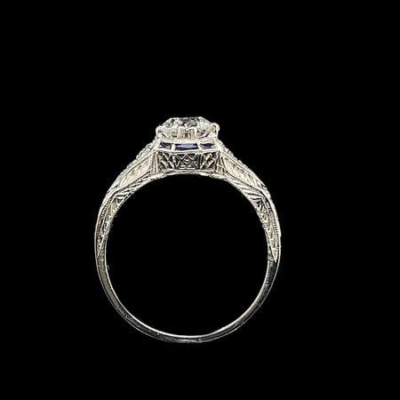 Art Deco, Antique, Vintage, Engagement Ring, Wedding Ring, Diamond, Sapphire, Platinum