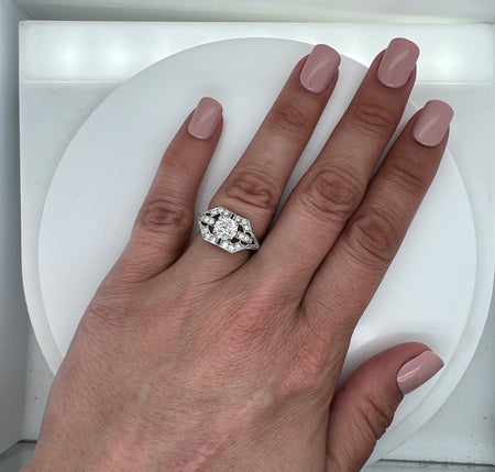 Vintage, Antique, Engagement Ring, Wedding Ring, Diamond, 18K White Gold 