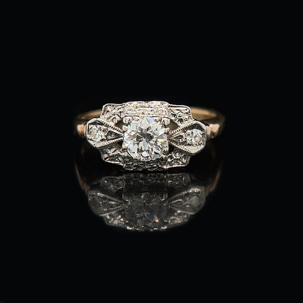 Vintage, Wedding Ring, Fashion Ring, Diamond, 14K Yellow Gold, 14K White Gold 