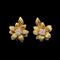 Vintage, Earrings, Clip On, Flower,Diamond, 18K Yellow Gold