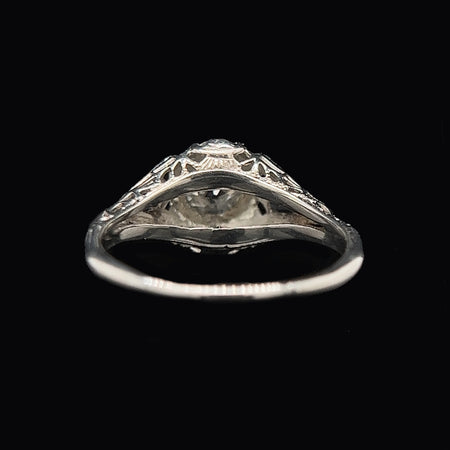 Art Deco .50ct. Diamond & Sapphire Antique Engagement - Fashion Ring 18K White Gold - J40171