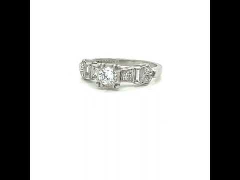 .20ct. Diamond & Platinum Vintage Engagement - Fashion Ring - J35228