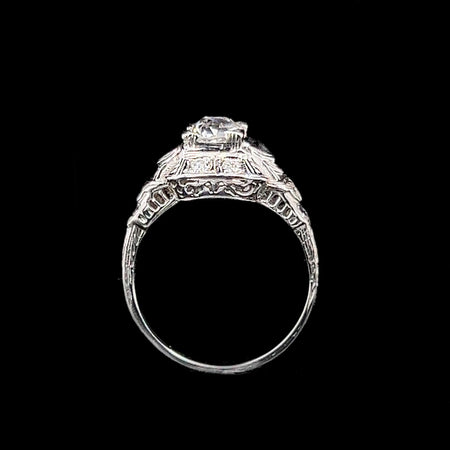 Art Deco .88ct. Diamond & 18K White Gold Antique Engagement - Fashion Ring - J35563