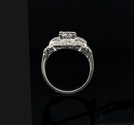 Art Deco, Antique, Vintage, Engagement Ring, Wedding Ring, Diamond, 18K & 14K White Gold 