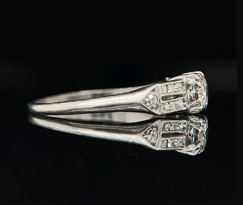 Art Deco, Antique, Vintage, Engagement Ring, Wedding Ring, Diamond, Platinum 
