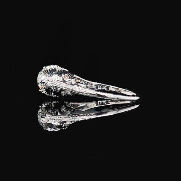 Antique, Art Deco, Diamond, Engagement, Ring, Wedding Ring, 18K White Gold