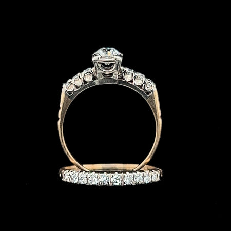Art Deco, Antique, Vintage, Engagement Ring Set, Wedding Ring Set, Diamond, 14K White Gold, 14K Yellow Gold  