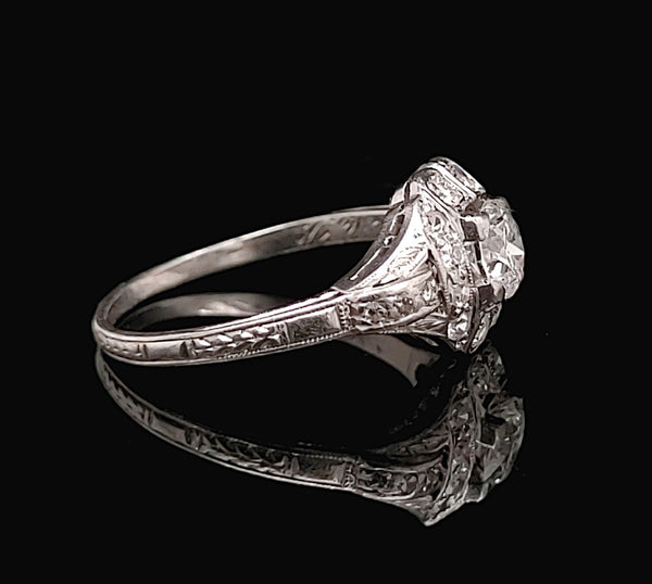 Art Deco, Antique, Diamond, Engagement Ring, Wedding Ring, Platinum