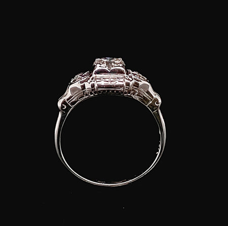 Art Deco, Antique, Vintage, Engagement Ring, Wedding Ring, Diamond, 18K White Gold, Conflict Free