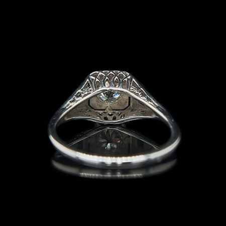 Art Deco .40ct. Diamond & Sapphire Antique Engagement - Fashion Ring White Gold - J39108