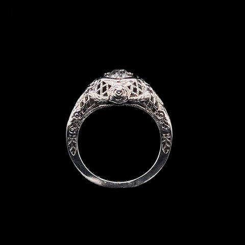 Late Edwardian, Antique, Vintage, Engagement Ring, Wedding Ring, Diamond, 18K White Gold, Goldfarb & Friedberg